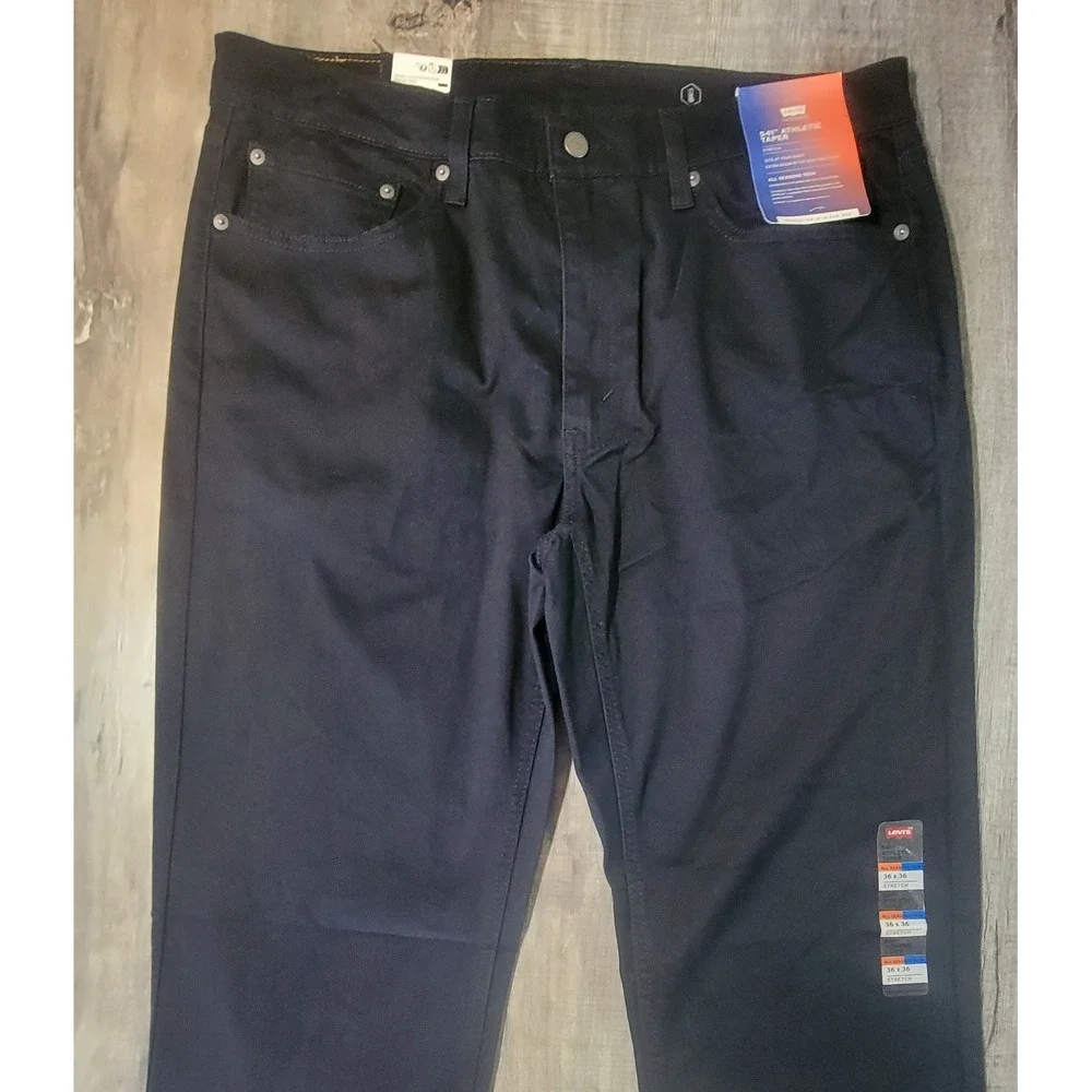 Levis 541 Athletic Taper Black Jeans Mens 36x36 Performance Stretch 18181-0529